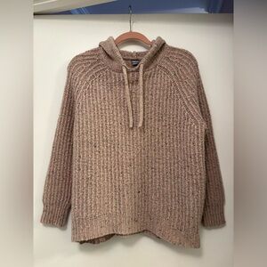 Aerie oversized Cozy Knit Hooded Sweater - tan  w colorful specks